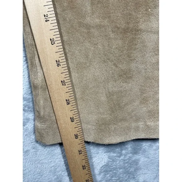 Margaret Godfrey Suede Leather Pants Womens Size 4 Tan Beige Vintage Straight - Picture 8 of 10